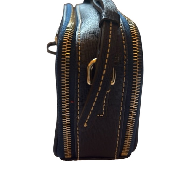 Dooney & Bourke Saffiano Leather Sawyer Crossbody in navy blue. - Picture 6 of 9